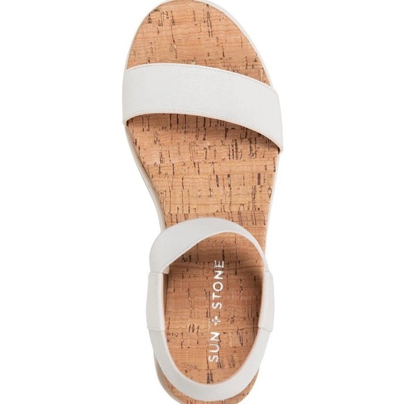 NWT Sun + Stone Melanyy Laceless Open Toe Wedge Sandals White Size 9.5 - Picture 2 of 8
